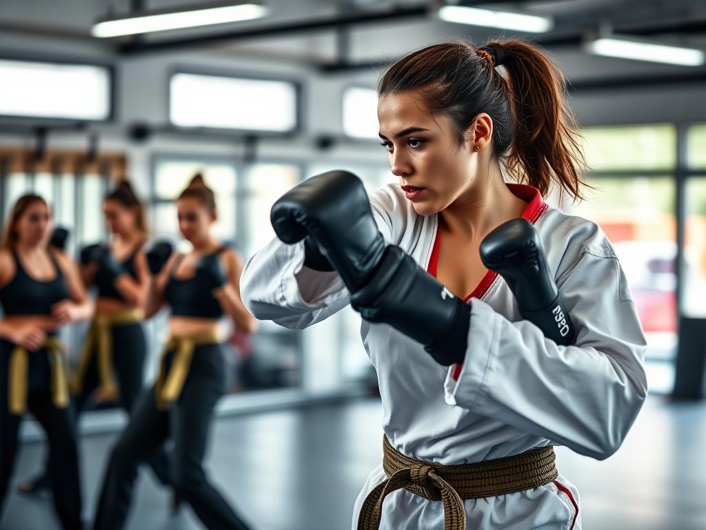 Kobieta trenująca sporty walki w profesjonalnym klubie