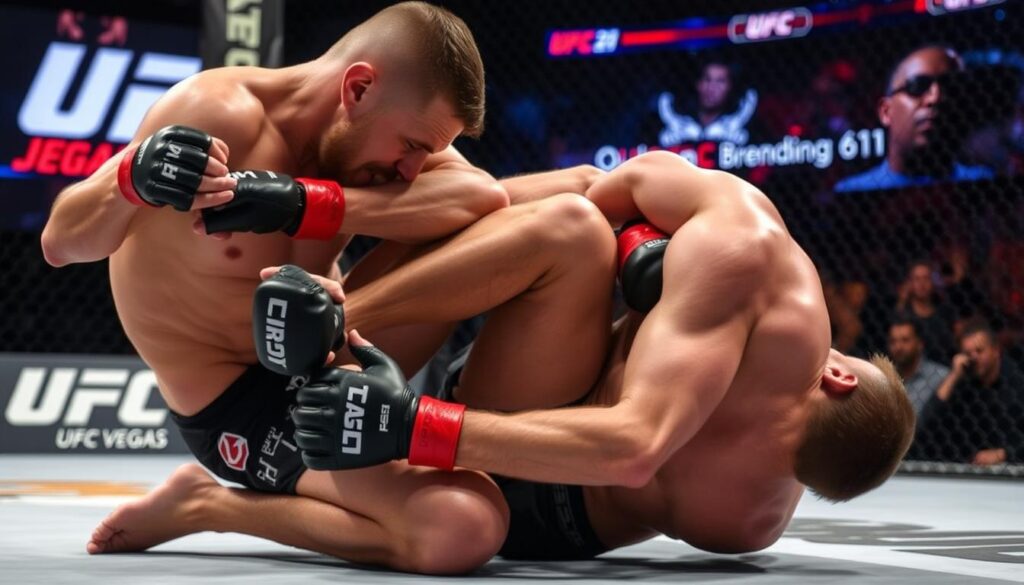 Krzysztof Jotko podczas ostatniej walki w UFC przeciwko Brendanowi Allenowi