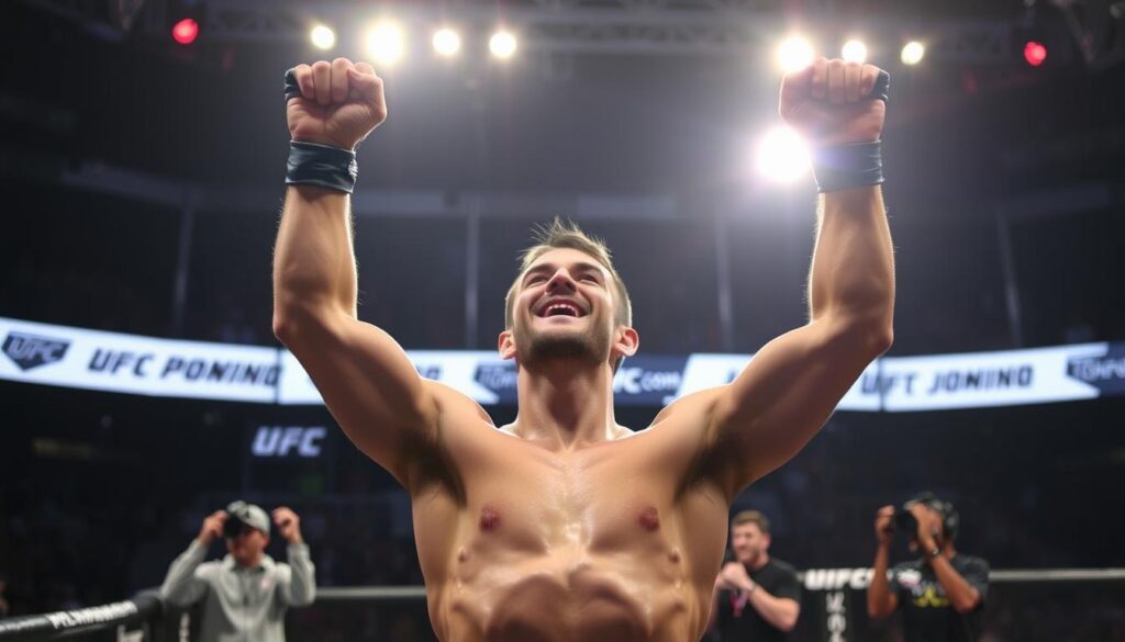 Krzysztof Jotko świętujący zwycięstwo w UFC
