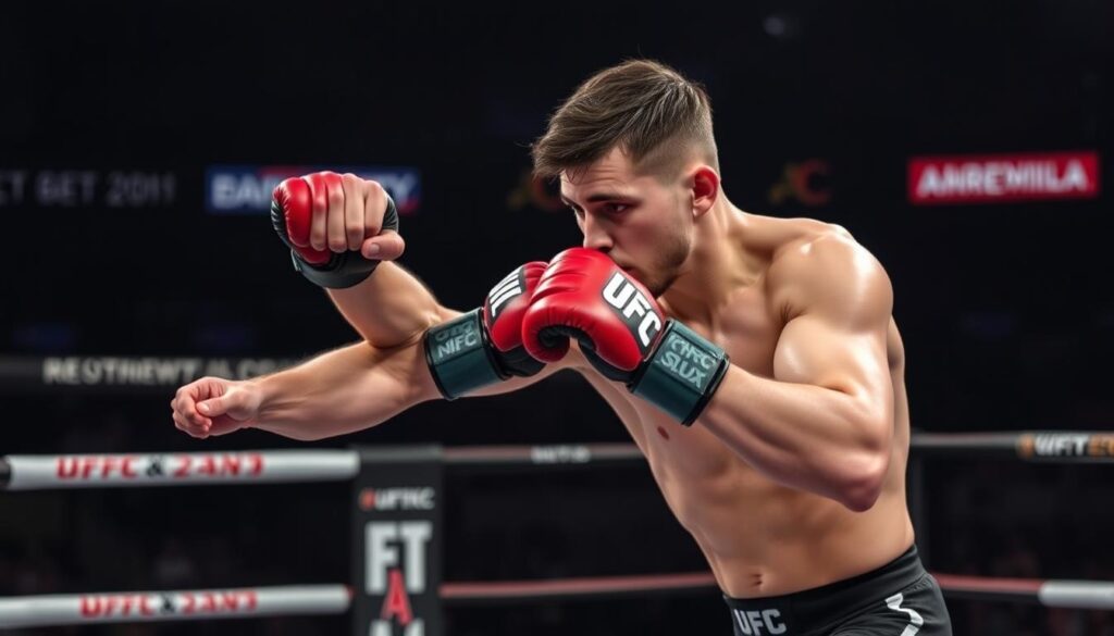 Michał Oleksiejczuk demonstrujący swój bokserski styl walki w UFC Michał Oleksiejczuk demonstrujący swój bokserski styl walki w UFC