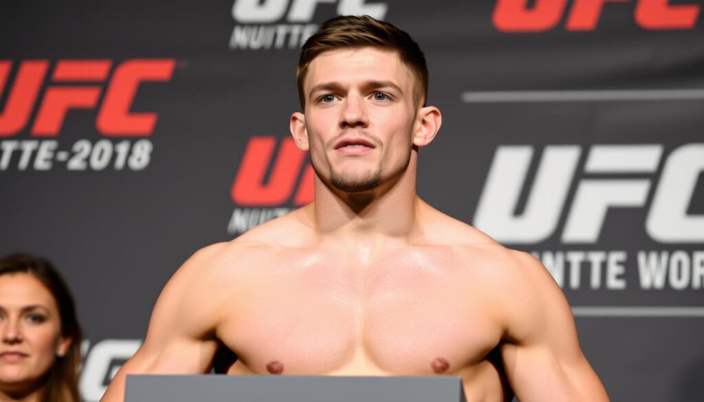 Michał Oleksiejczuk podczas ważenia przed walką w UFC Michał Oleksiejczuk podczas ważenia przed walką w UFC