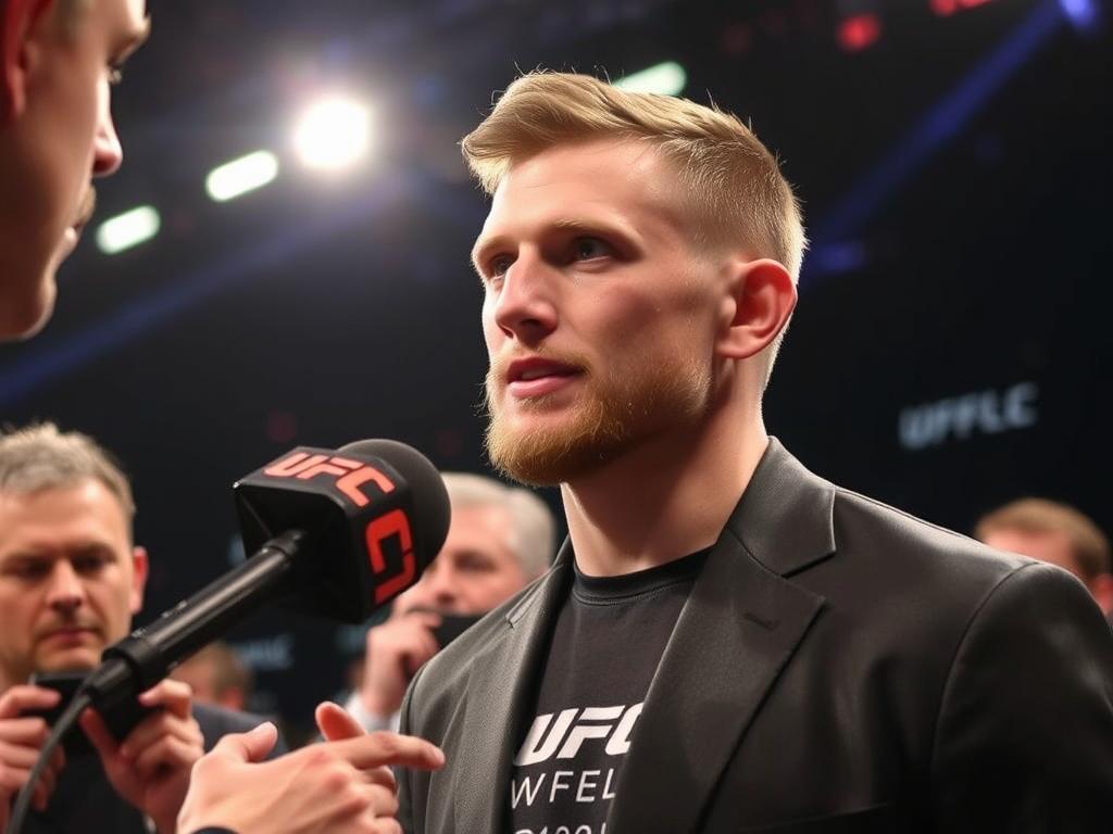 Michał Oleksiejczuk podczas wywiadu po walce w UFC Michał Oleksiejczuk podczas wywiadu po walce w UFC