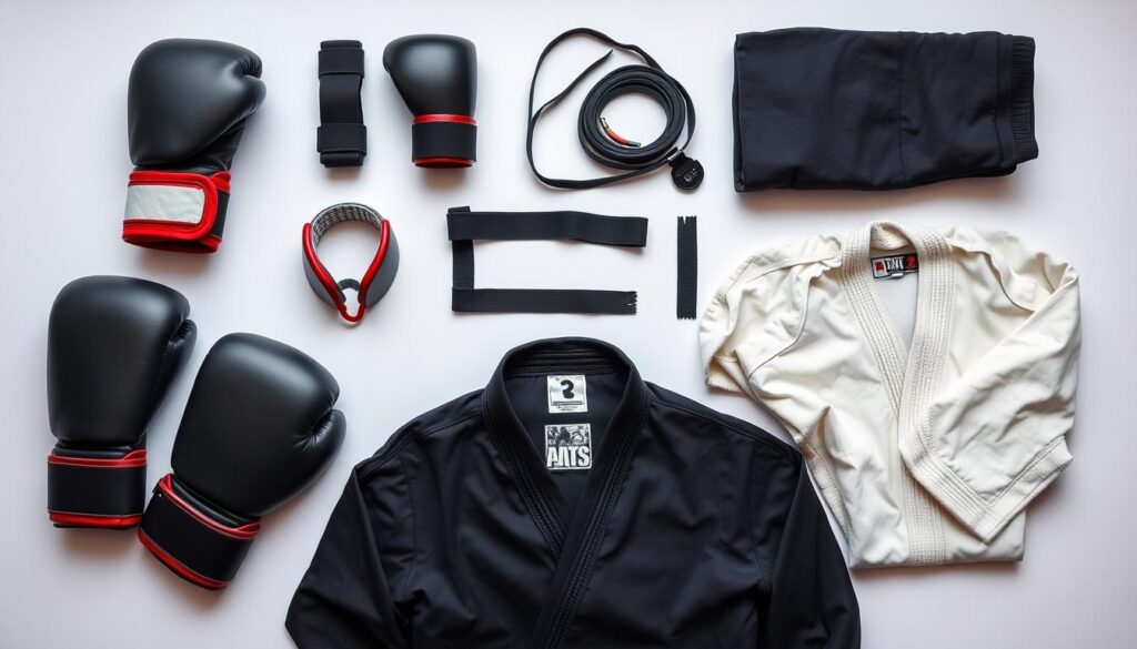 Podstawowy sprzęt do sportów walki dla początkujących - rękawice, ochraniacze, strój treningowy