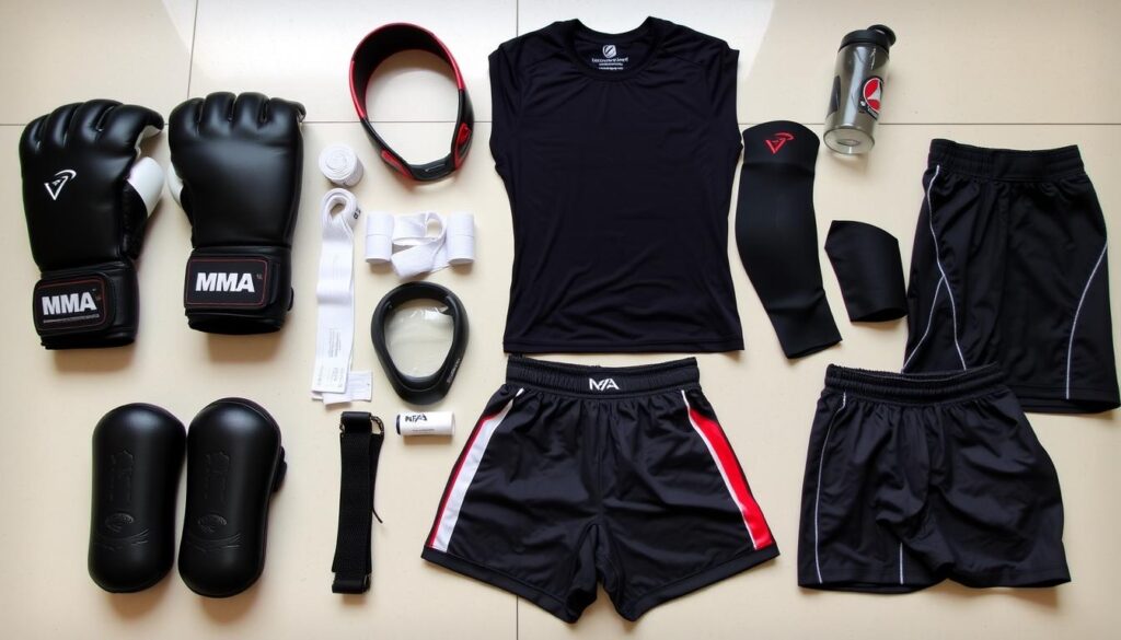 Podstawowy sprzęt treningowy do MMA dla początkujących - rękawice, ochraniacze, strój